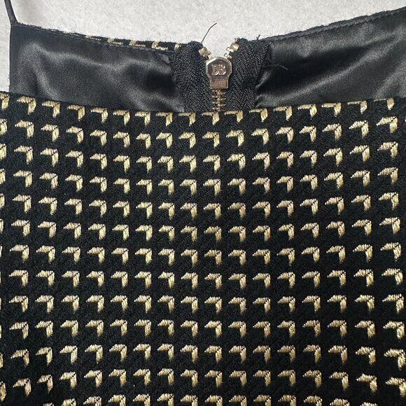 DO+BE Dress Womens Large‎ Black Gold spaghetti strap flare swing skater metallic - Picture 3 of 7